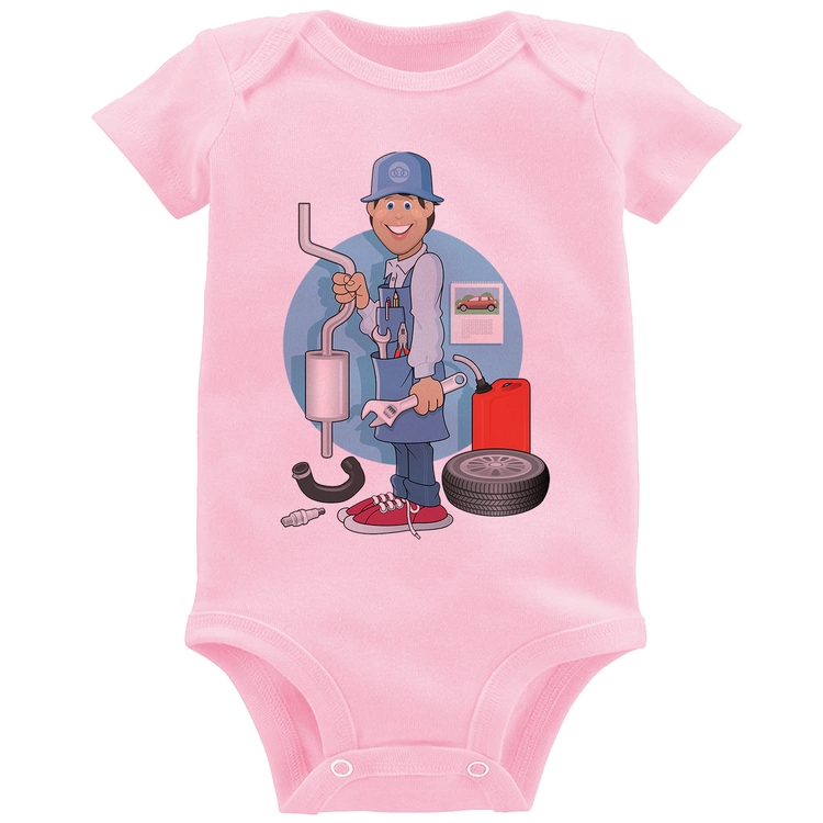 Body Bebê Mecânico - Rosa Bebê