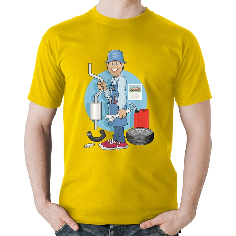 Camiseta Algodão Mecânico - Amarela