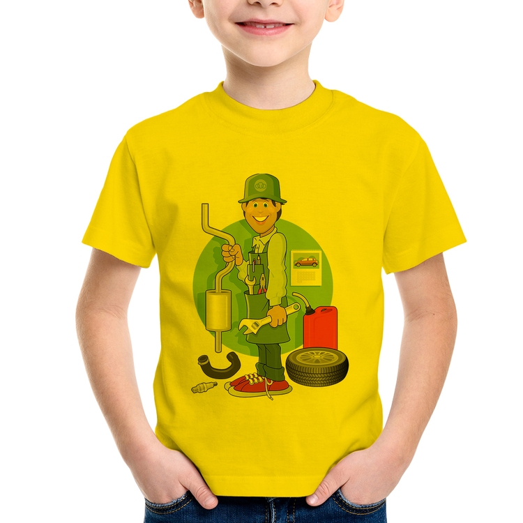 Camiseta Infantil Mecânico - Amarela