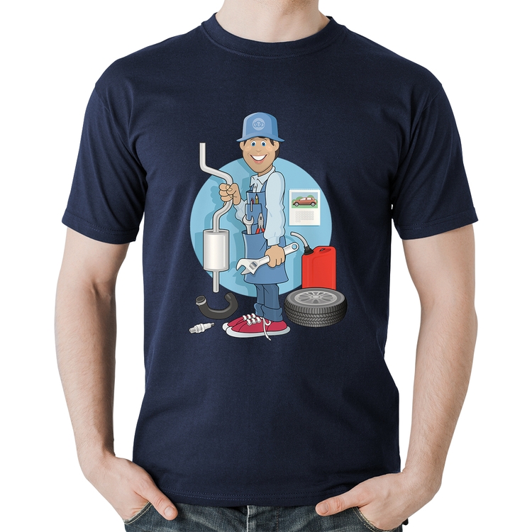 Camiseta Algodão Mecânico - Marinho
