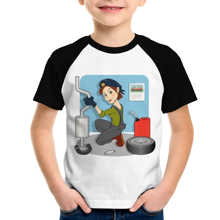Camiseta Raglan Infantil Mecânica