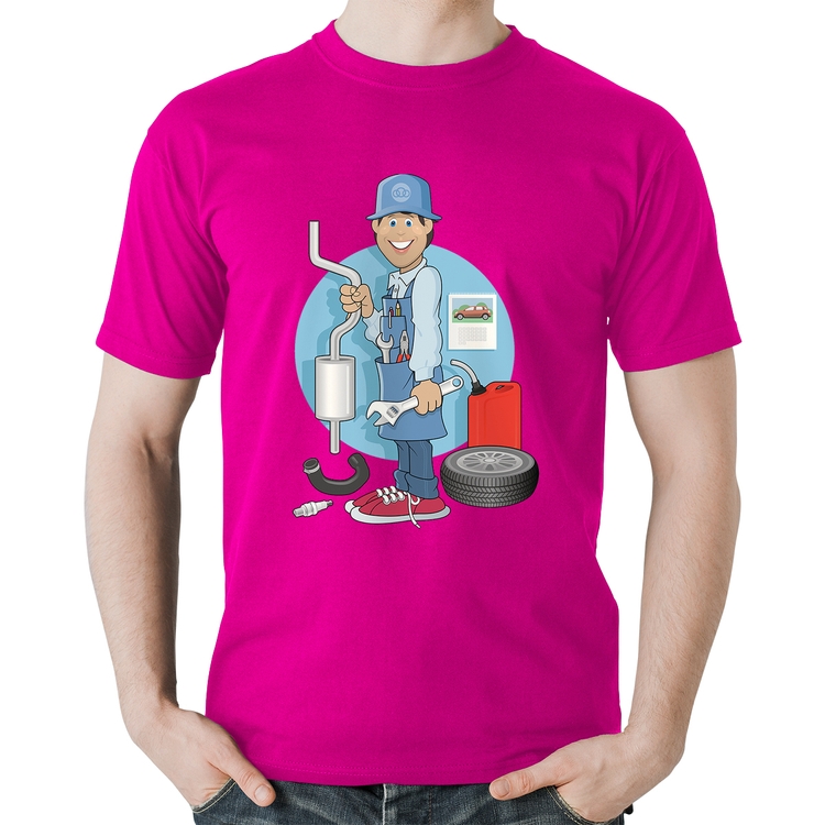 Camiseta Algodão Mecânico - Rosa