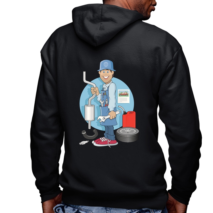 Blusa Moletom Mecânico Masculina com Capuz e Zíper