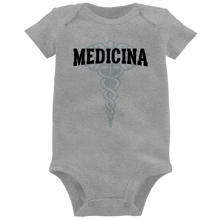 Body Bebê Medicina - Cinza