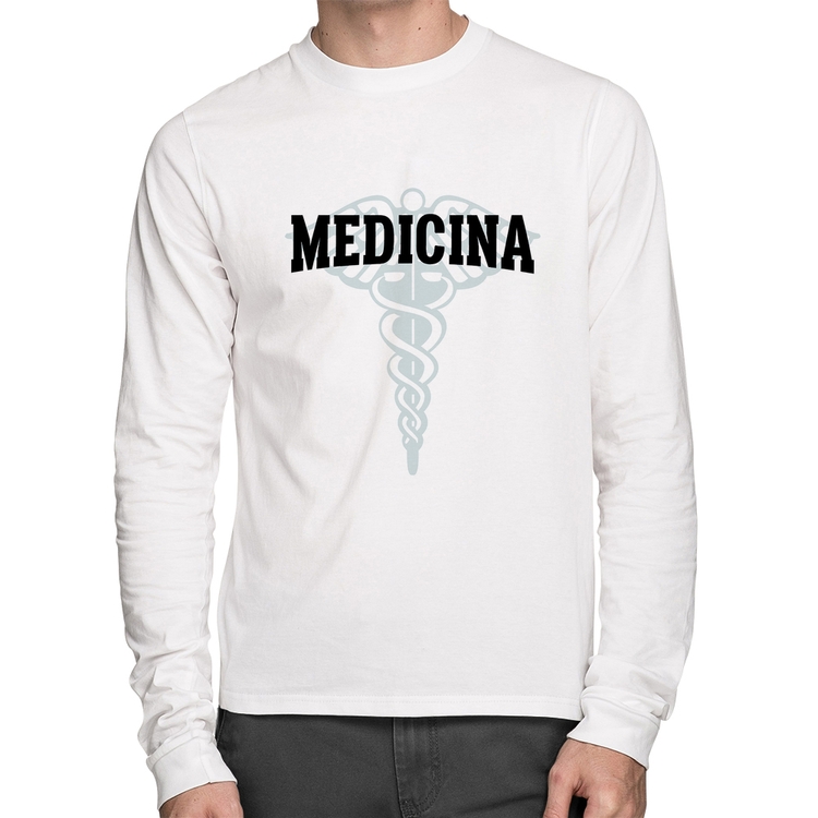 Camiseta Algodão Medicina Manga Longa - Branca