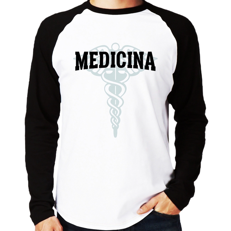 Camiseta Raglan Medicina Manga Longa