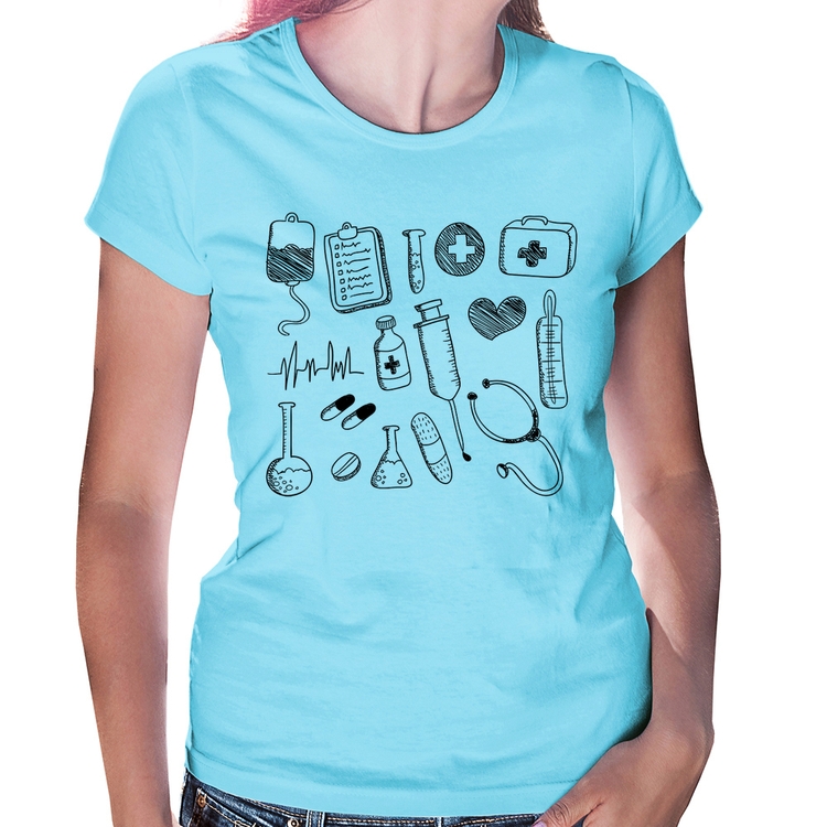 Baby Look Medicina Elementos - Azul Bebê