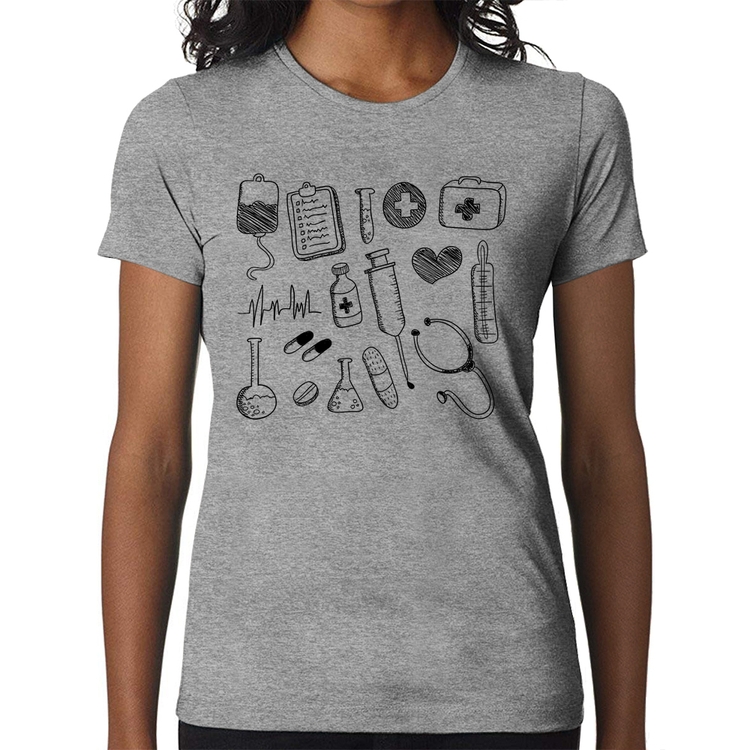 Baby Look Medicina Elementos - Cinza