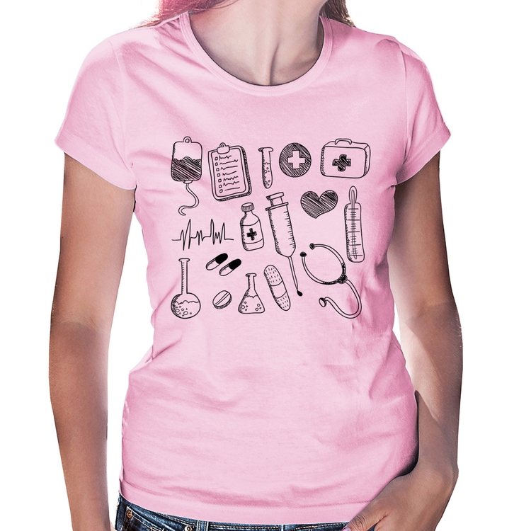 Baby Look Medicina Elementos - Rosa Bebê