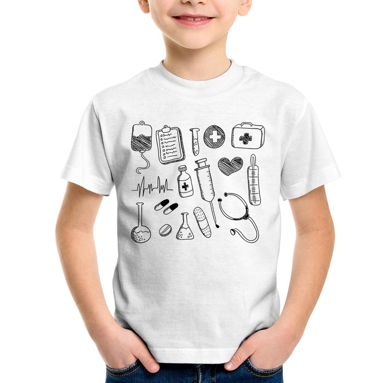 Camiseta Infantil Medicina Elementos