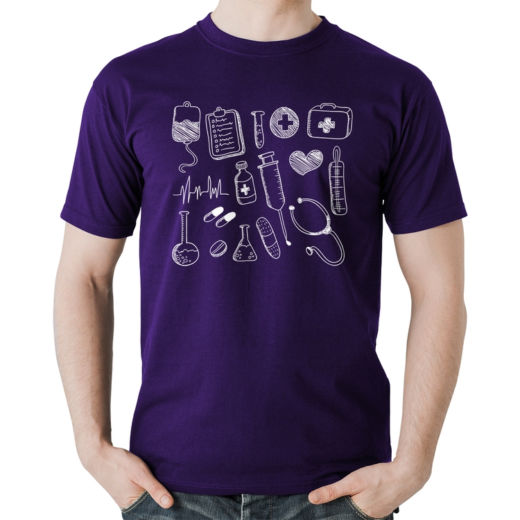 Camiseta Algodão Medicina Elementos - Roxa