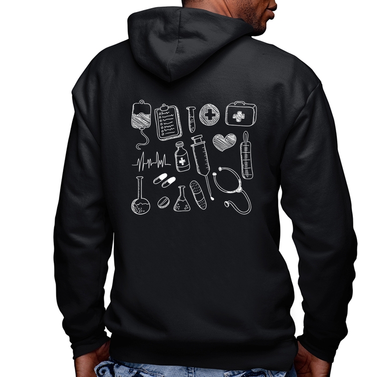 Blusa Moletom Medicina Elementos Masculina com Capuz e Zíper