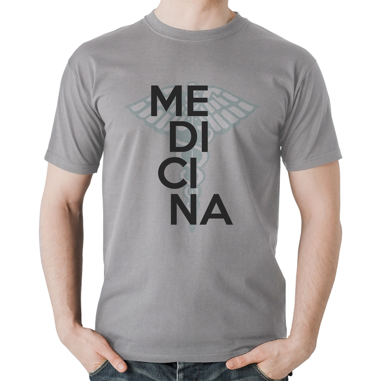 Camiseta Algodão Medicina Estudante - Cinza