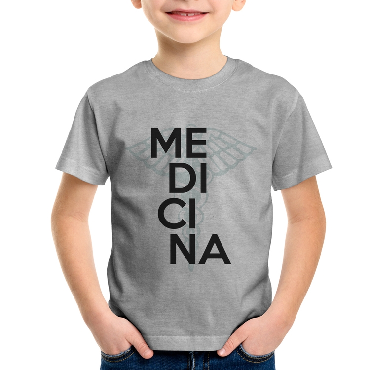 Camiseta Infantil Medicina Estudante - Cinza
