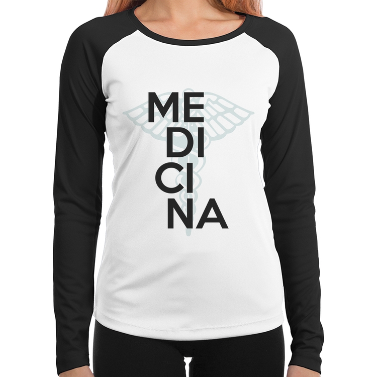Baby Look Raglan Medicina Estudante Manga Longa