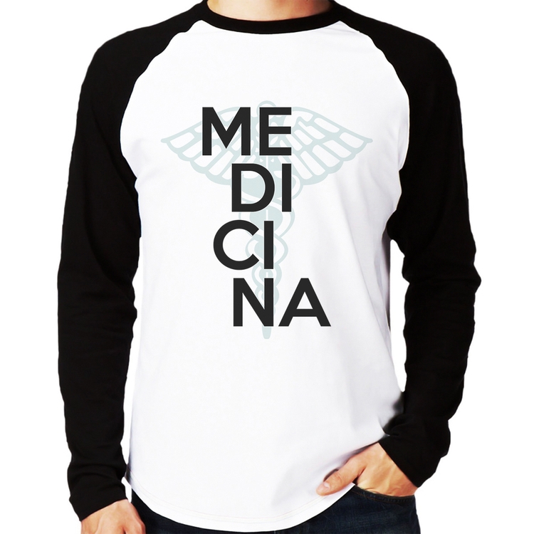 Camiseta Raglan Medicina Estudante Manga Longa