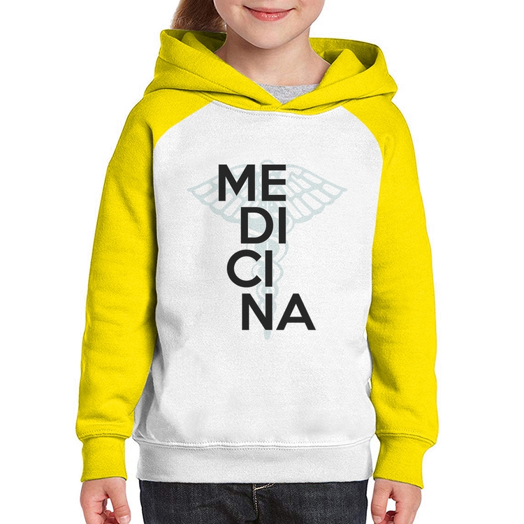 Moletom Infantil Medicina Estudante - Branco/Amarelo