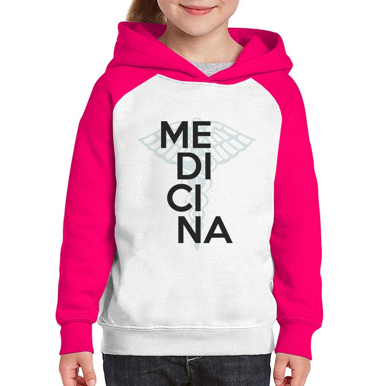 Moletom Infantil Medicina Estudante - Branco/Rosa
