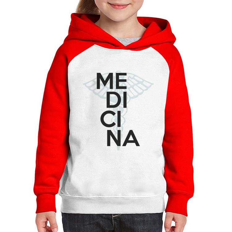 Moletom Infantil Medicina Estudante - Branco/Vermelho