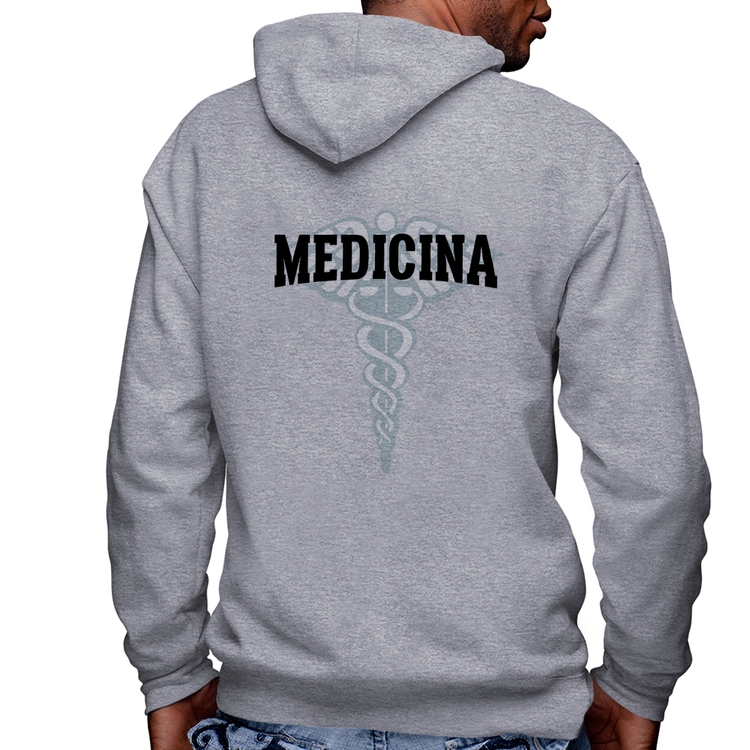 Blusa Moletom Medicina Masculina com Capuz e Zíper - Mescla