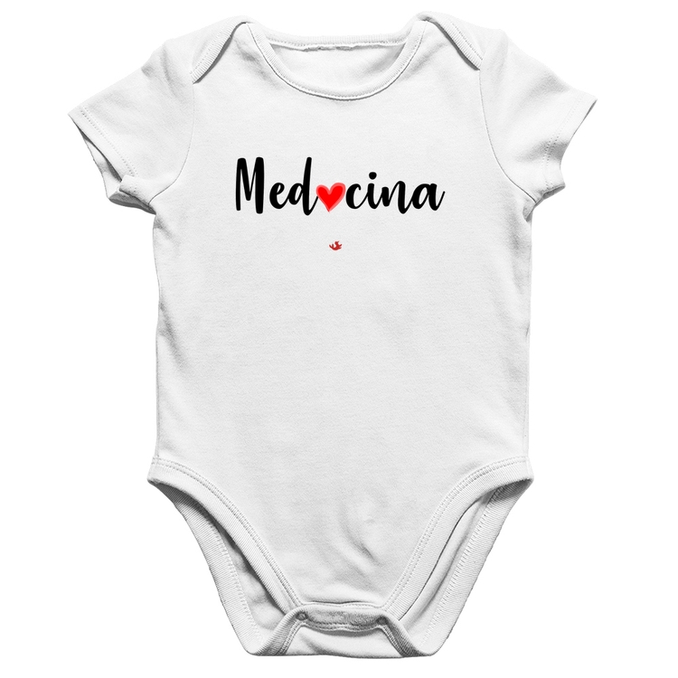 Body Bebê Algodão Medicina por amor - Branco