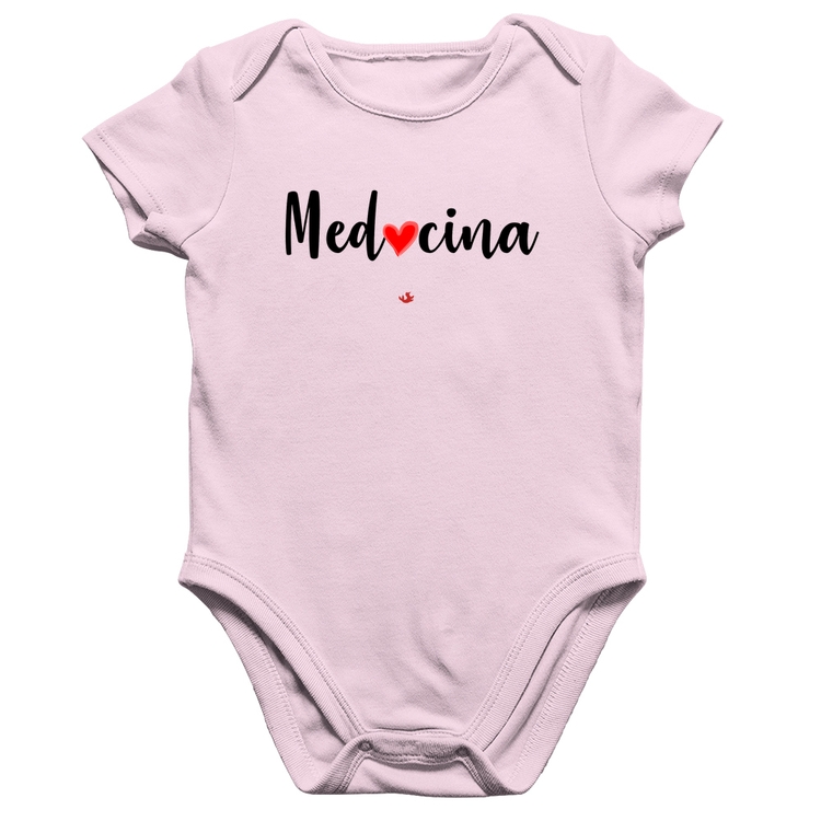 Body Bebê Algodão Medicina por amor - Rosa Bebê