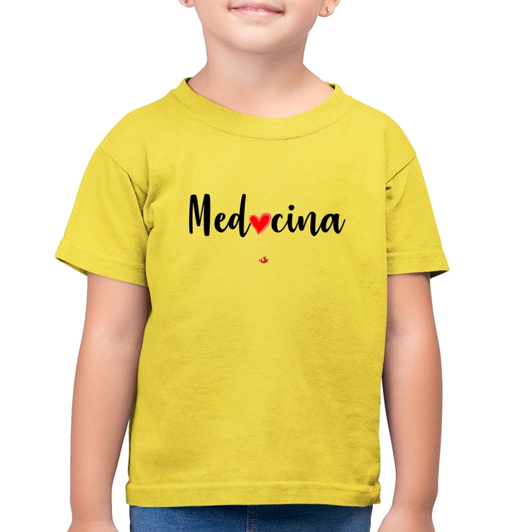 Camiseta Algodão Infantil Medicina por amor - Amarelo Canário