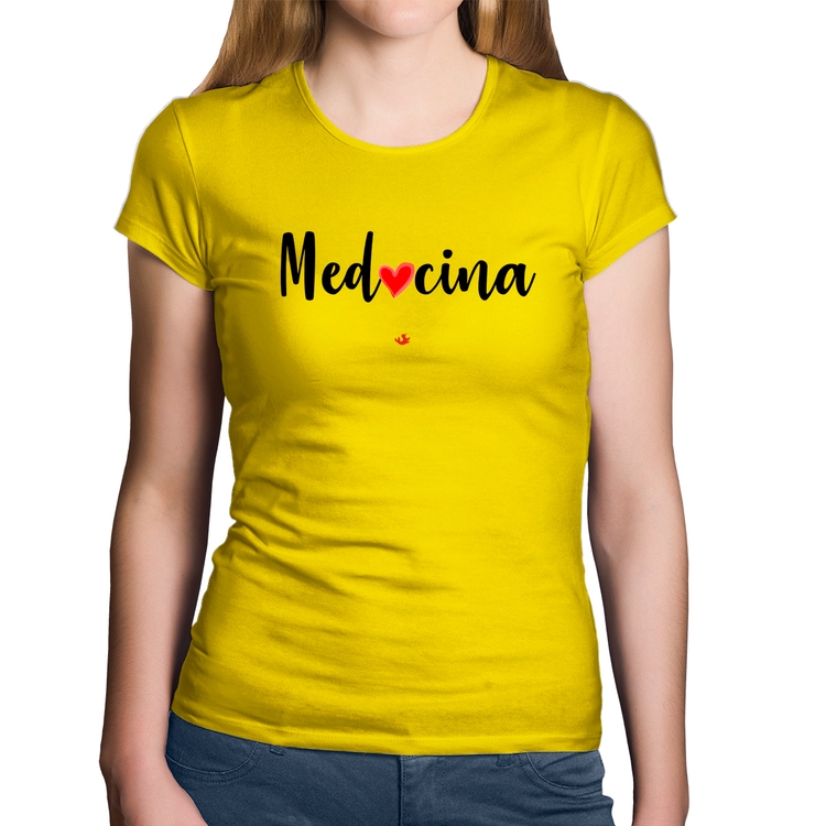 Baby Look Algodão Medicina por amor - Amarela