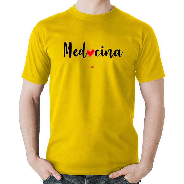 Camiseta Algodão Medicina por amor - Amarela