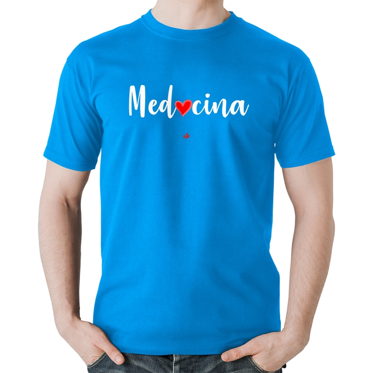 Camiseta Algodão Medicina por amor - Azul