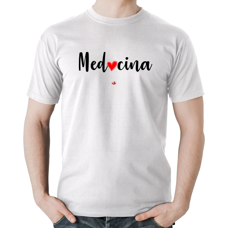 Camiseta Algodão Medicina por amor - Branca