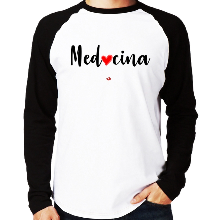 Camiseta Raglan Medicina por amor Manga Longa