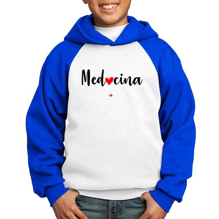 Moletom Infantil Medicina por amor - Branco/Azul