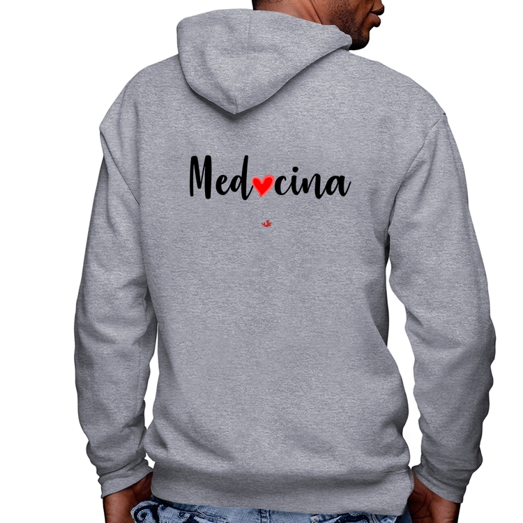 Blusa Moletom Medicina por amor Masculina com Capuz e Zíper - Mescla