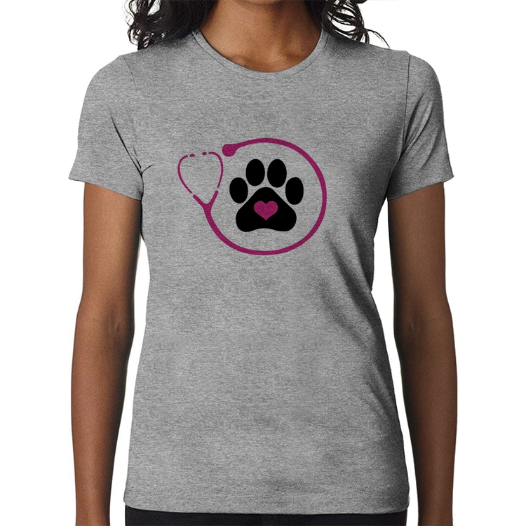 Baby Look Medicina Veterinária Patinha - Cinza