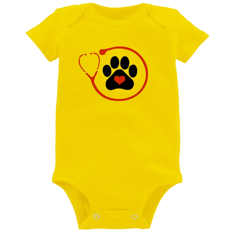 Body Bebê Medicina Veterinária Patinha - Amarelo
