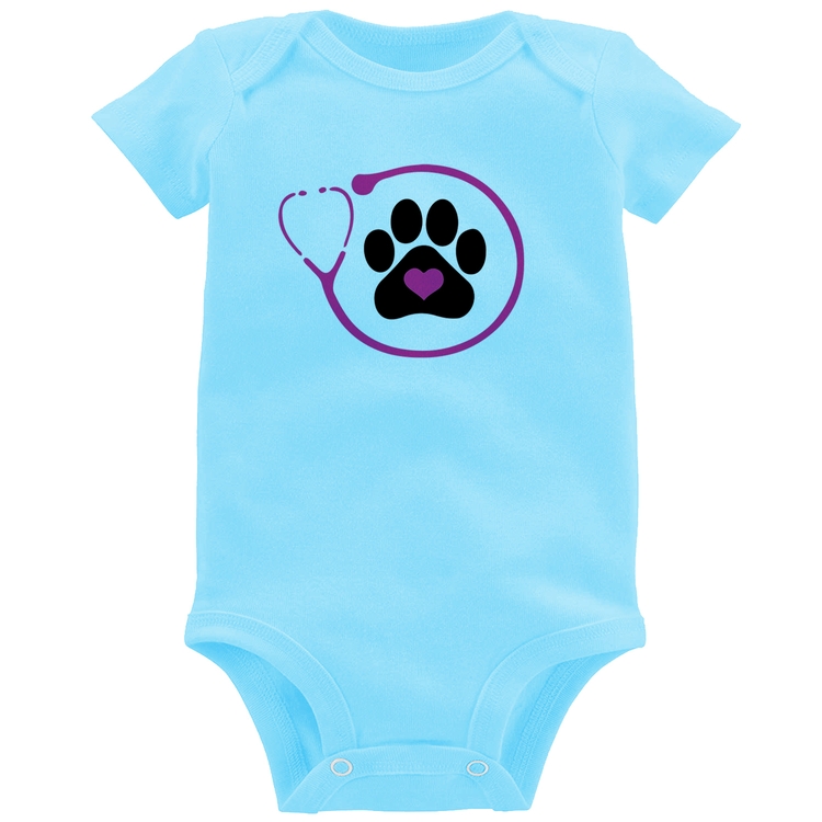 Body Bebê Medicina Veterinária Patinha - Azul Bebê
