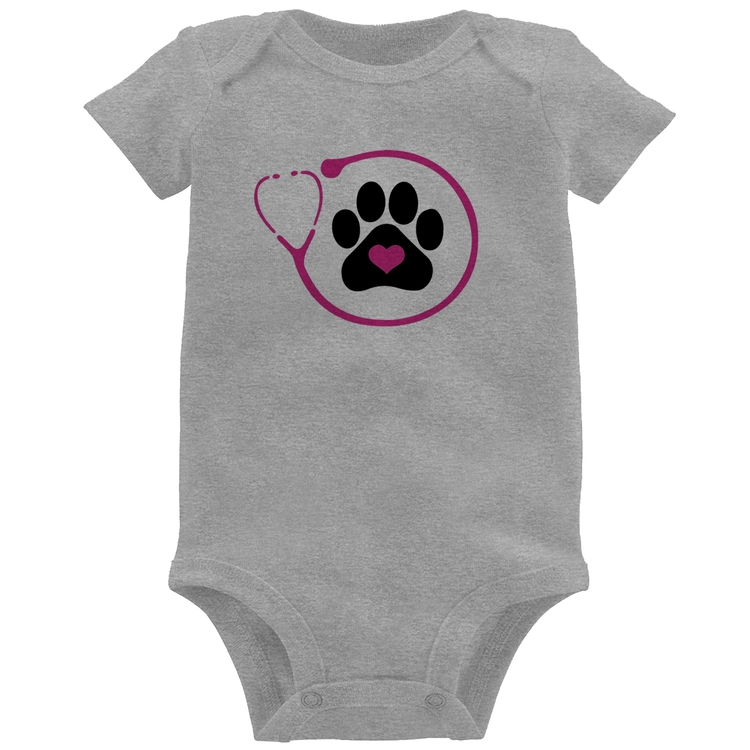 Body Bebê Medicina Veterinária Patinha - Cinza