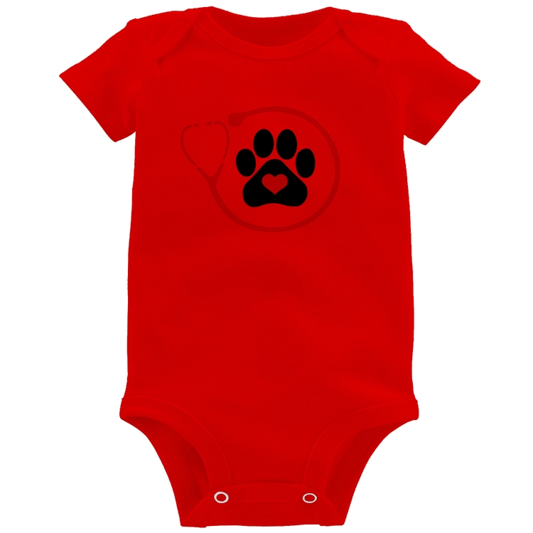 Body Bebê Medicina Veterinária Patinha - Vermelho