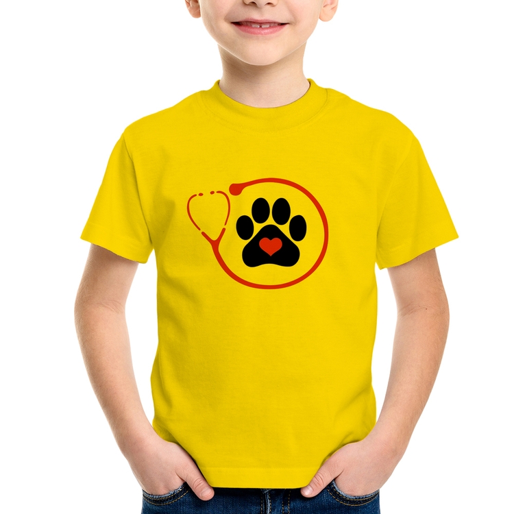 Camiseta Infantil Medicina Veterinária Patinha - Amarela