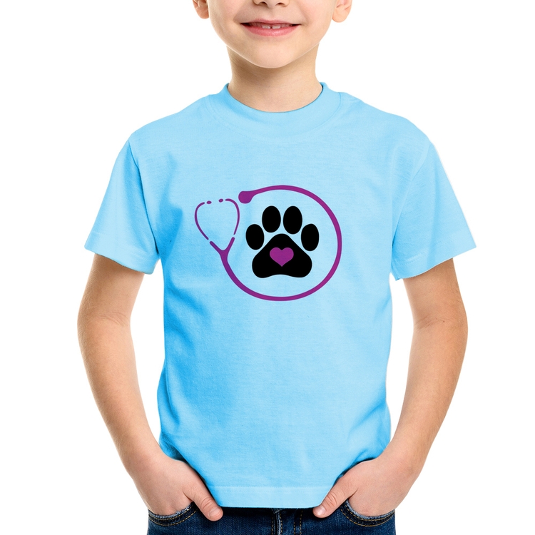 Camiseta Infantil Medicina Veterinária Patinha - Azul Bebê