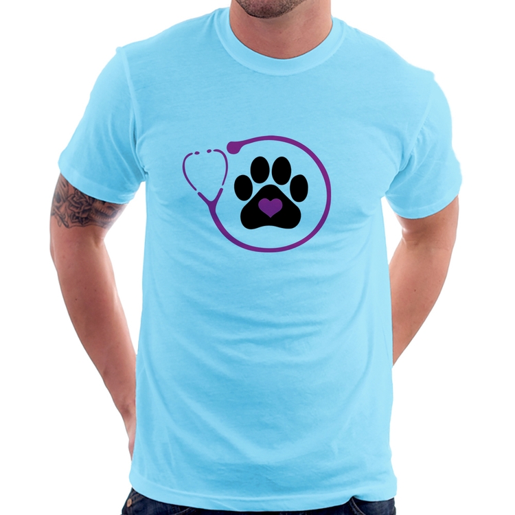 Camiseta Medicina Veterinária Patinha - Azul Bebê