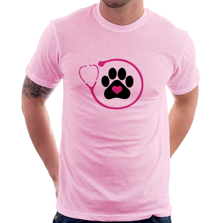 Camiseta Medicina Veterinária Patinha - Rosa Bebê