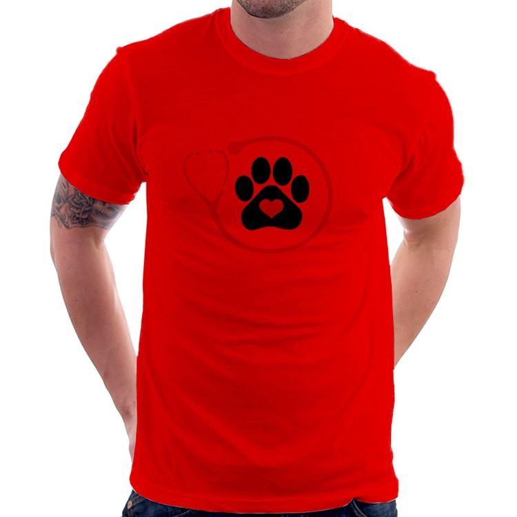Camiseta Medicina Veterinária Patinha - Vermelha