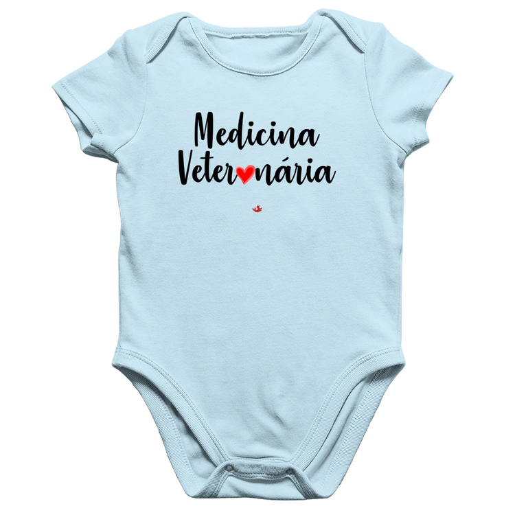 Body Bebê Algodão Medicina Veterinária por amor - Azul Bebê