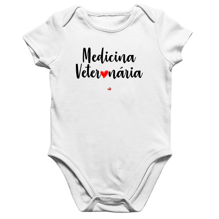 Body Bebê Algodão Medicina Veterinária por amor - Branco