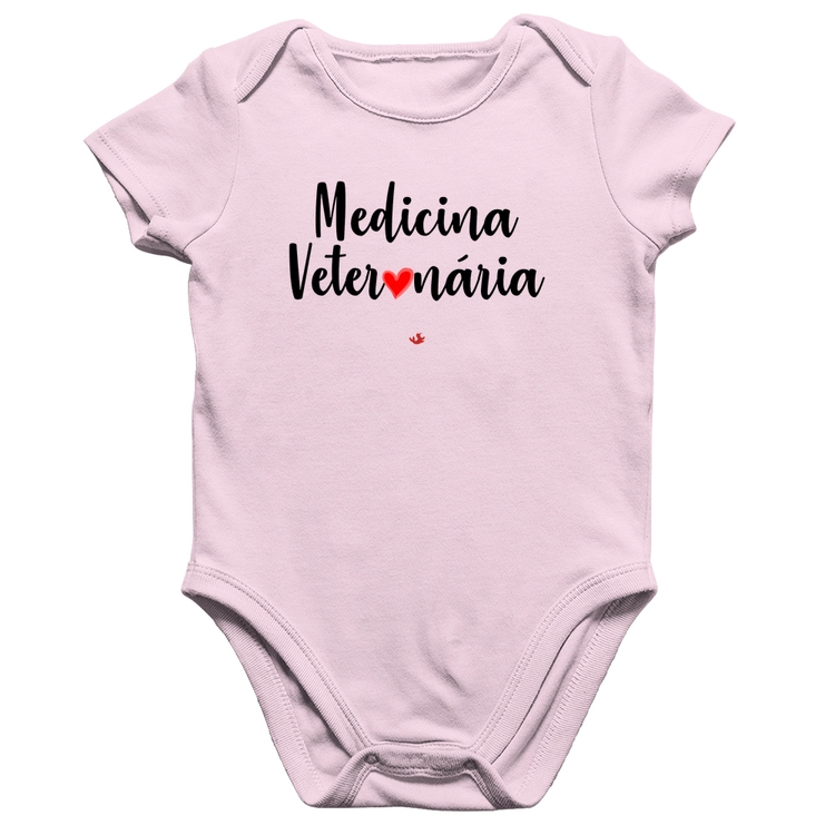 Body Bebê Algodão Medicina Veterinária por amor - Rosa Bebê