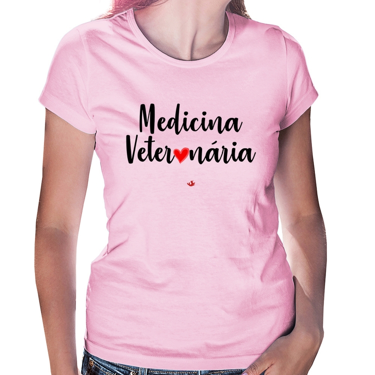 Baby Look Medicina Veterinária por amor - Rosa Bebê