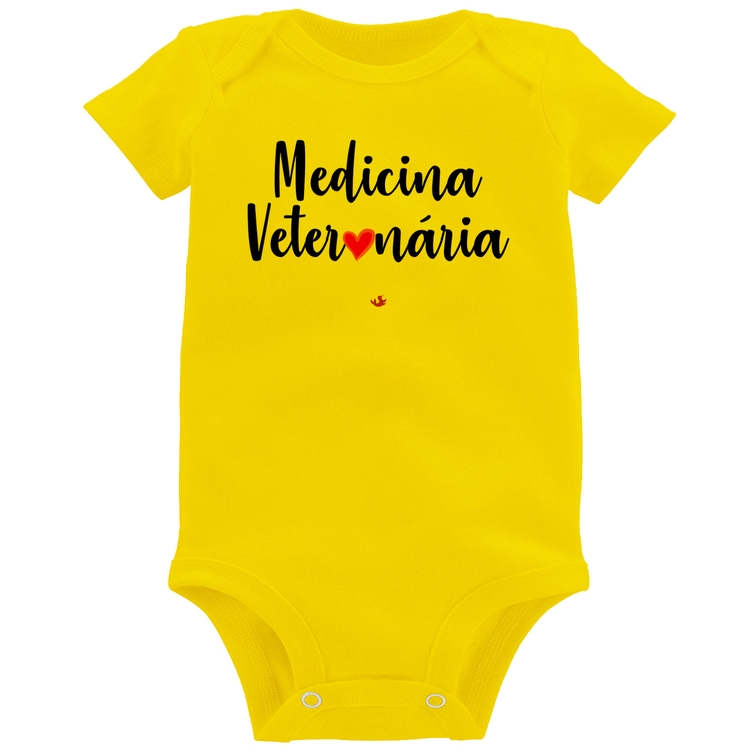Body Bebê Medicina Veterinária por amor - Amarelo