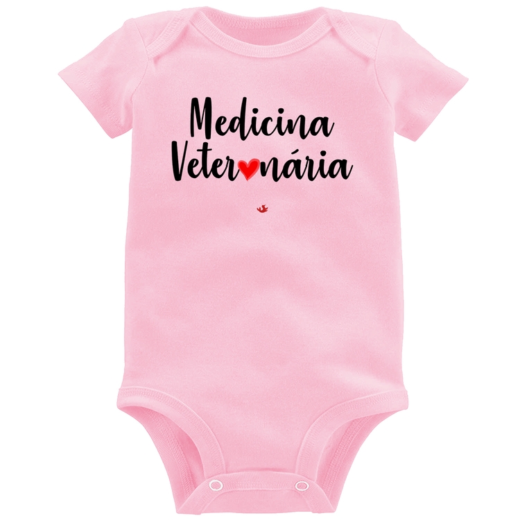 Body Bebê Medicina Veterinária por amor - Rosa Bebê